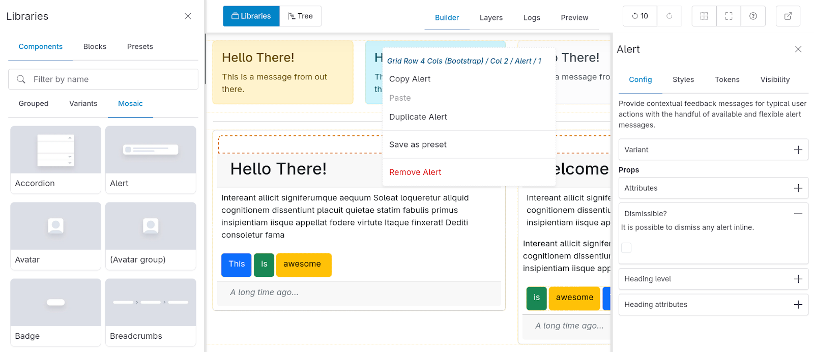 Display builder interface